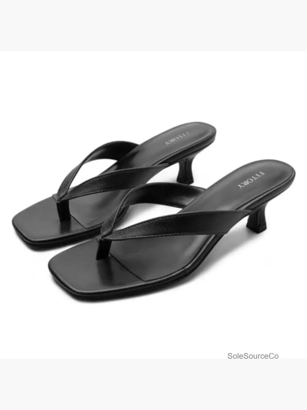 Women's Square Toe Kitten Heel Flip Flop Sandals